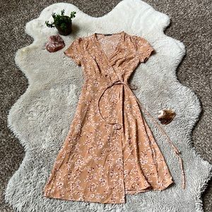 Peach/tan wrap dress